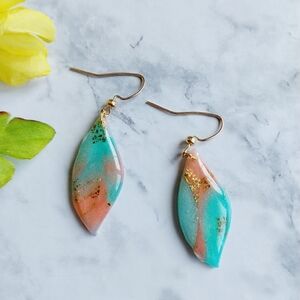 OpalGlaze Polymer Clay Earrings Turquoise Mint Pink Gold Hand crafted Earrings